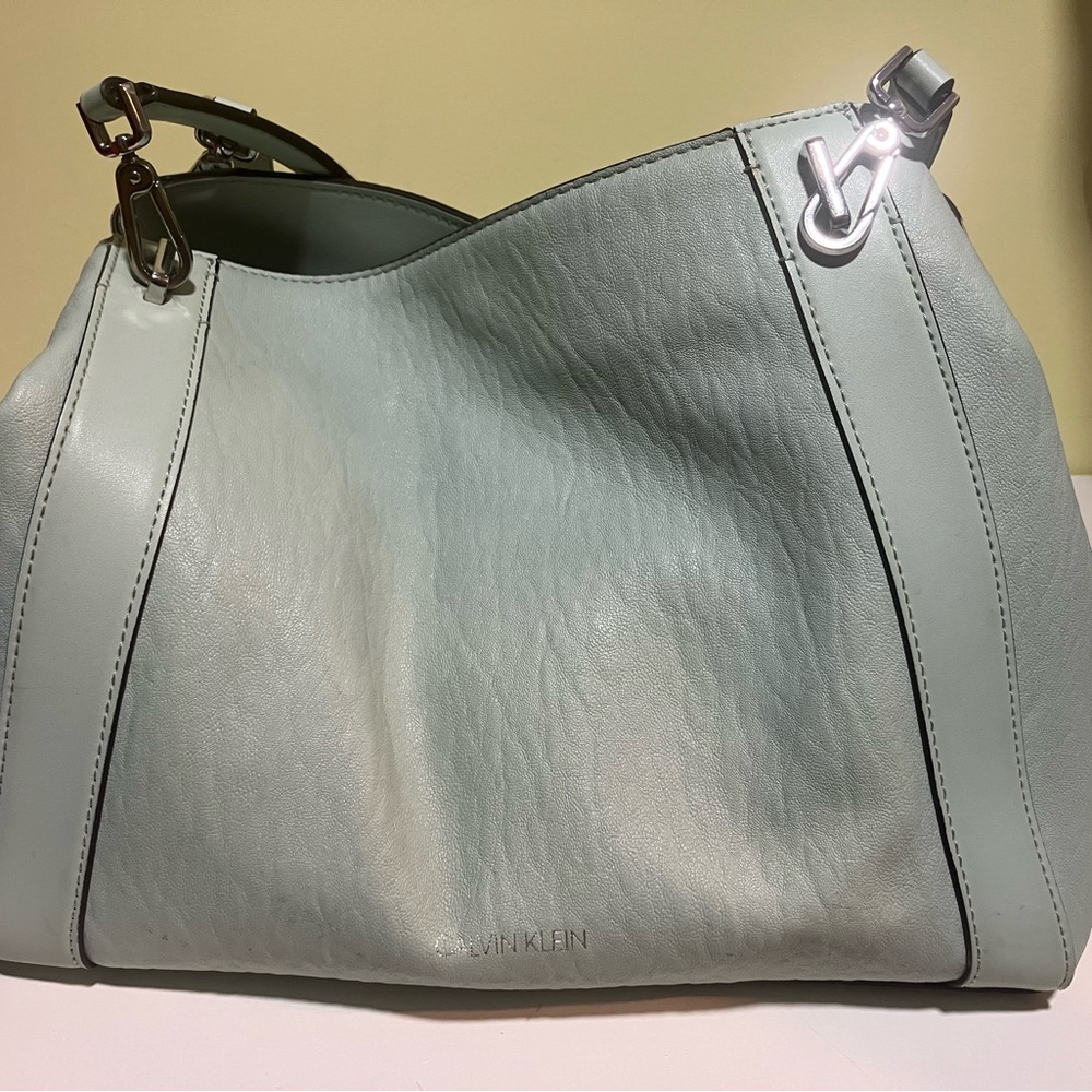 Calvin Klein Mint Green Large Leather Handbag